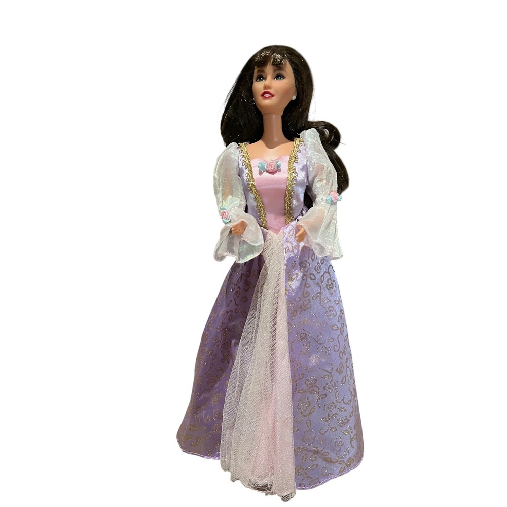 Barbie Doll Rapunzel Lavender Pink Princess Gown Brunette 12 inch